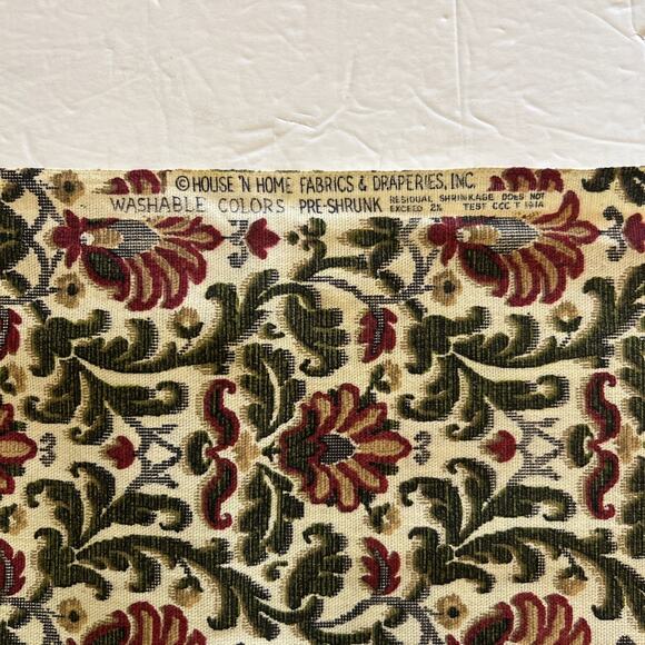 Vintage House 'N Home Fabrics Draperies 2 yds 8” White Green Floral Medium Weigh - Picture 8 of 9